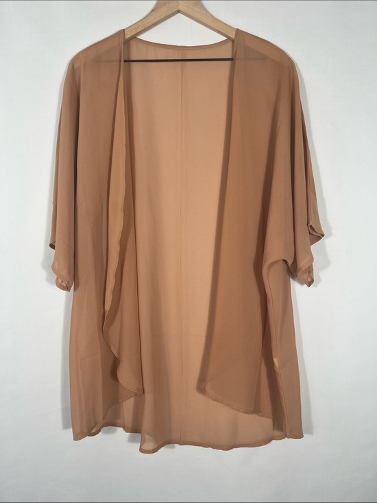 Source Unknown Tops - Sheer Draped Kimono Cardigan in Light Brown